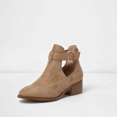 Beige cut out ankle boots